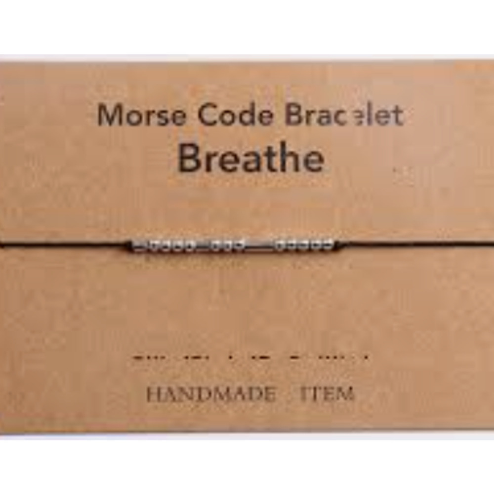 BUNDLE OF 10 Morse Code Silver Plated Beaded BREATHE Bracelet